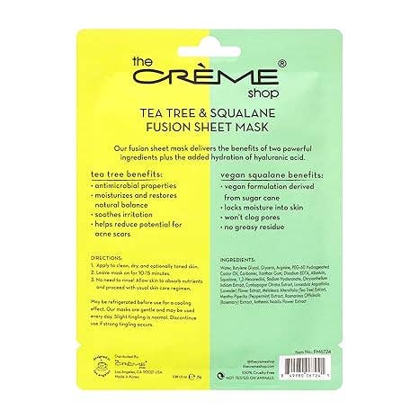 The Crème Shop Fusion Face Mask – Tea Tree & Squalane