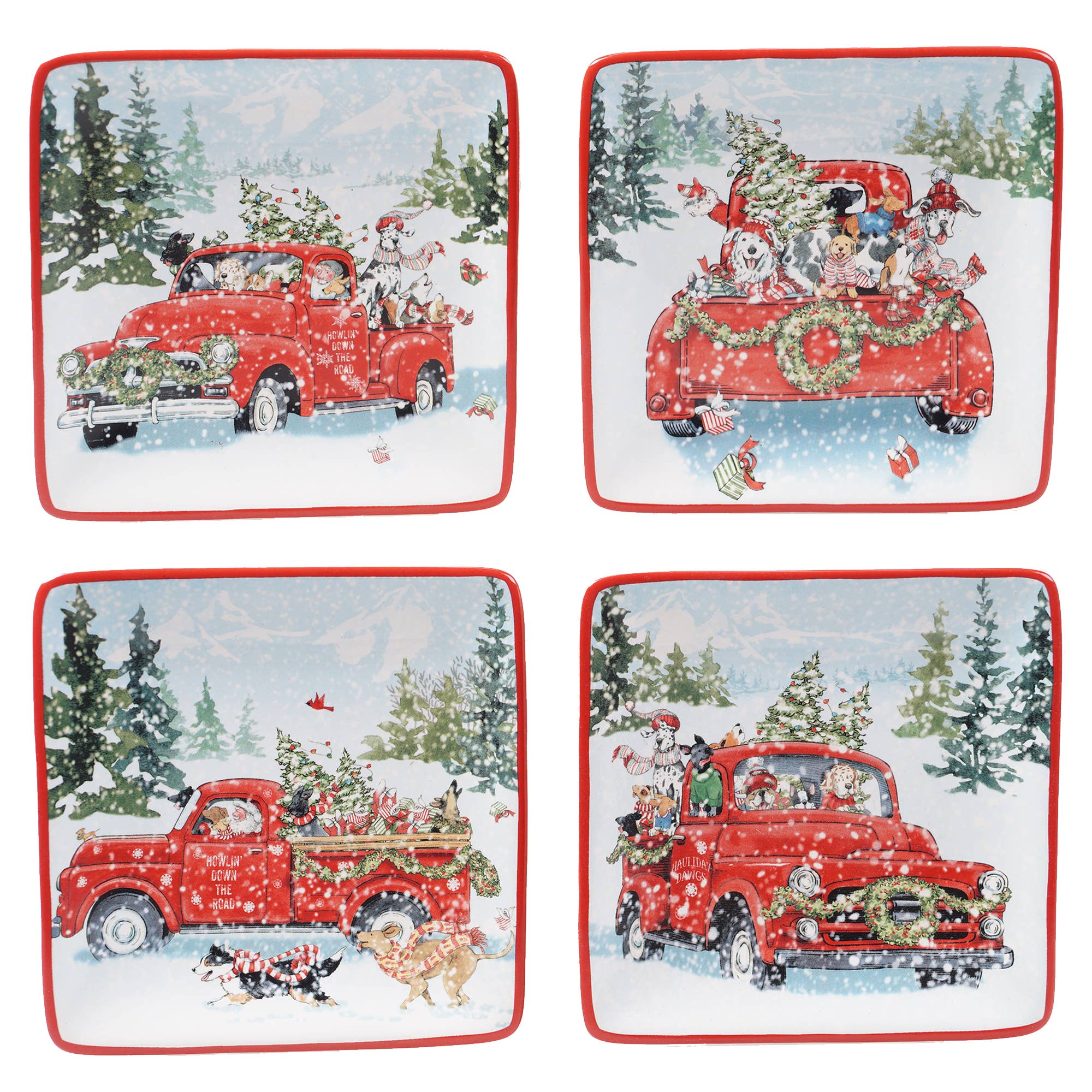 Special Delivery Christmas Dogs Canape Plate 6 in asst. My Minky