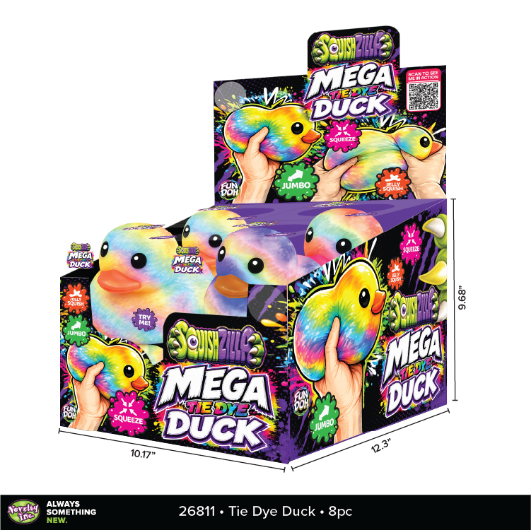 Fun Doh MEGA 5" Squishy Tie Dye Duck Toy Variety - 8/Display
