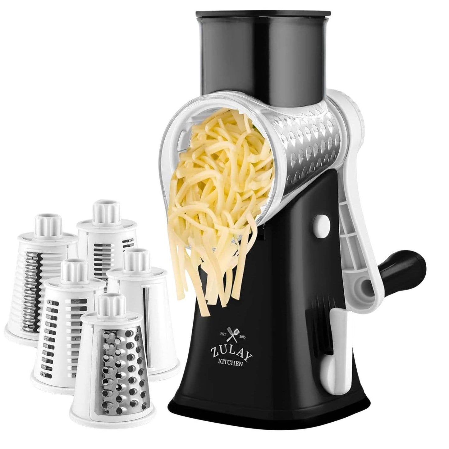 Rotary Cheese Grater with 5 Interchangeable Drums