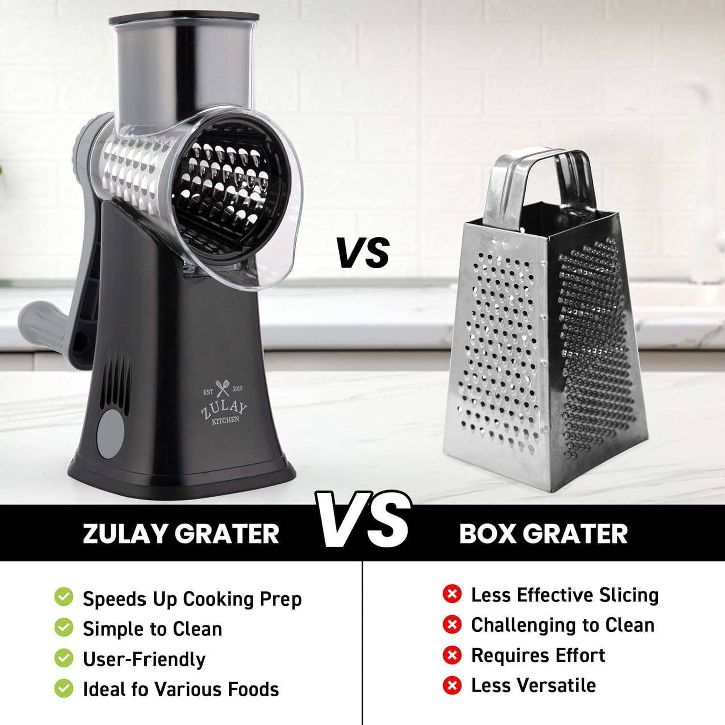 Rotary Cheese Grater with 5 Interchangeable Drums