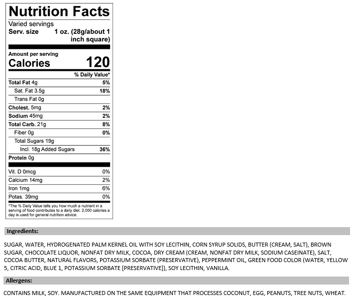 Mint Chocolate Swirl Fudge (1/2 lb Package)
