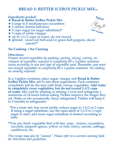 Bread & Butter IceBox Pickle Mix (F141)