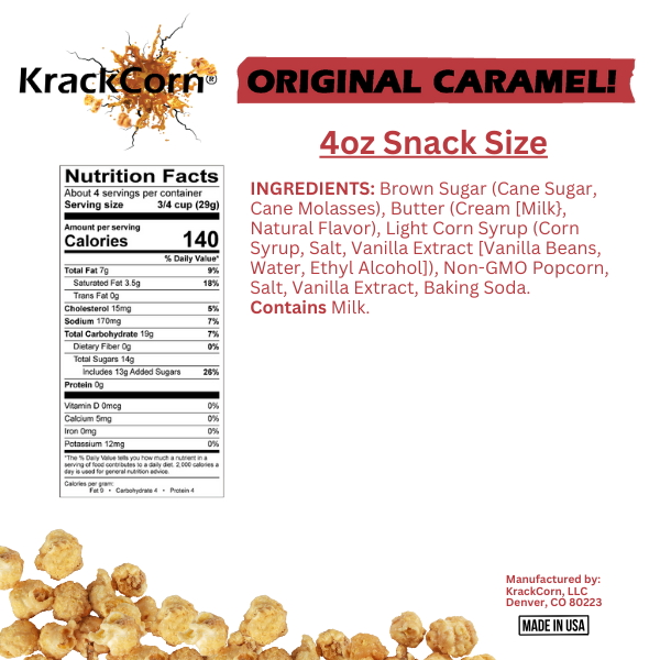 KrackCorn Popcorn 4oz Original Caramel