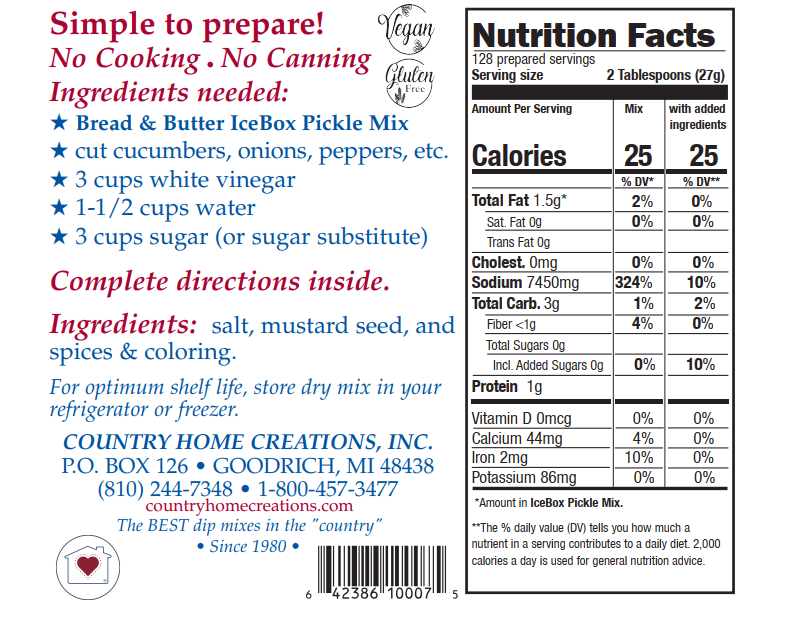 Bread & Butter IceBox Pickle Mix (F141)