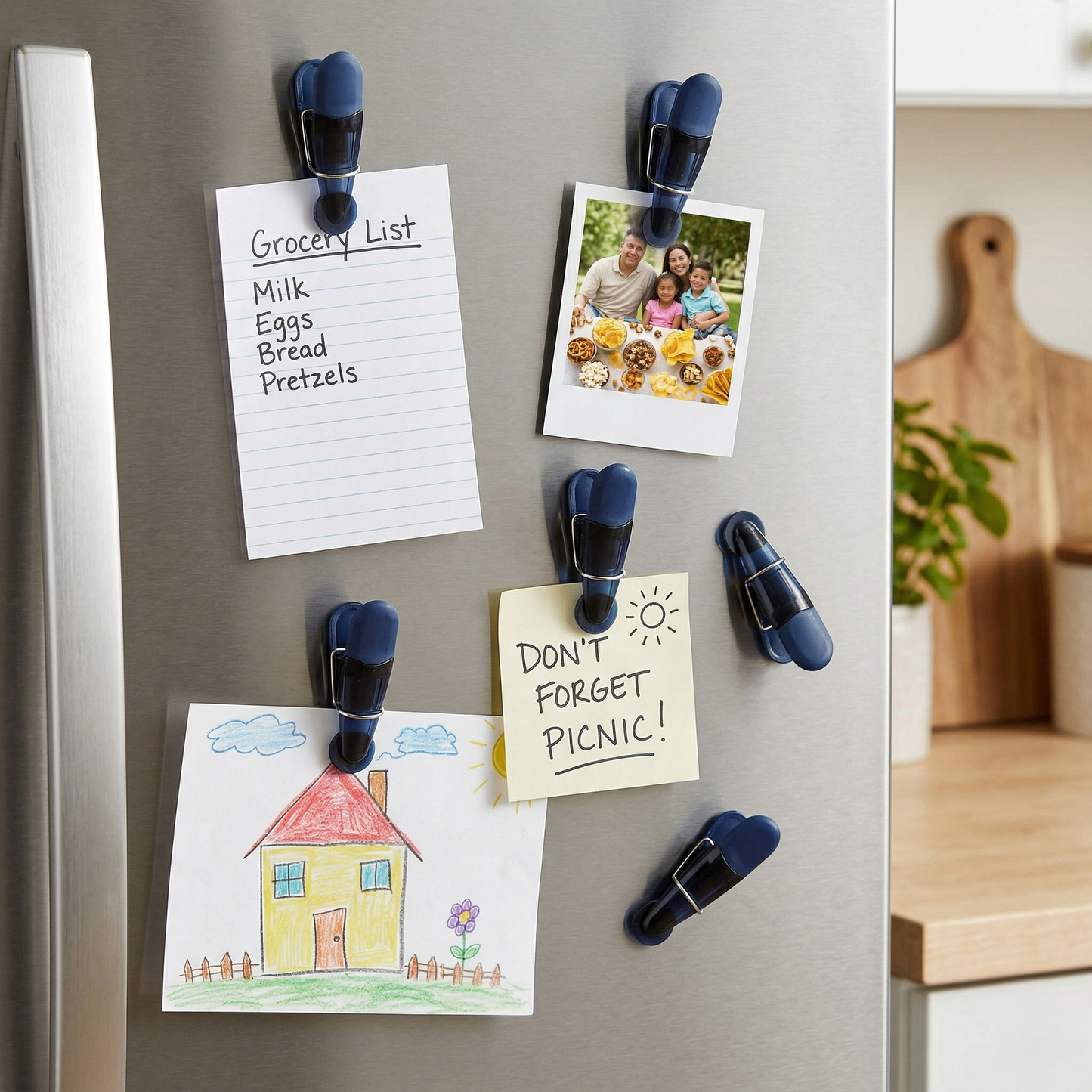 Navy Magnetic Bag Clips - 12 Pcs Food Storage Clips