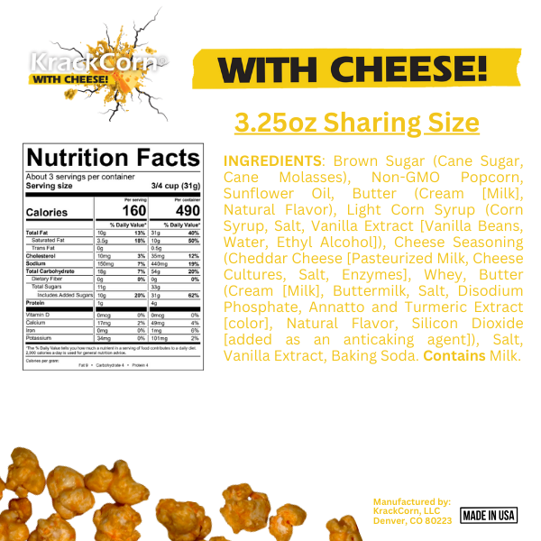 KrackCorn Popcorn with Cheese 3.25oz