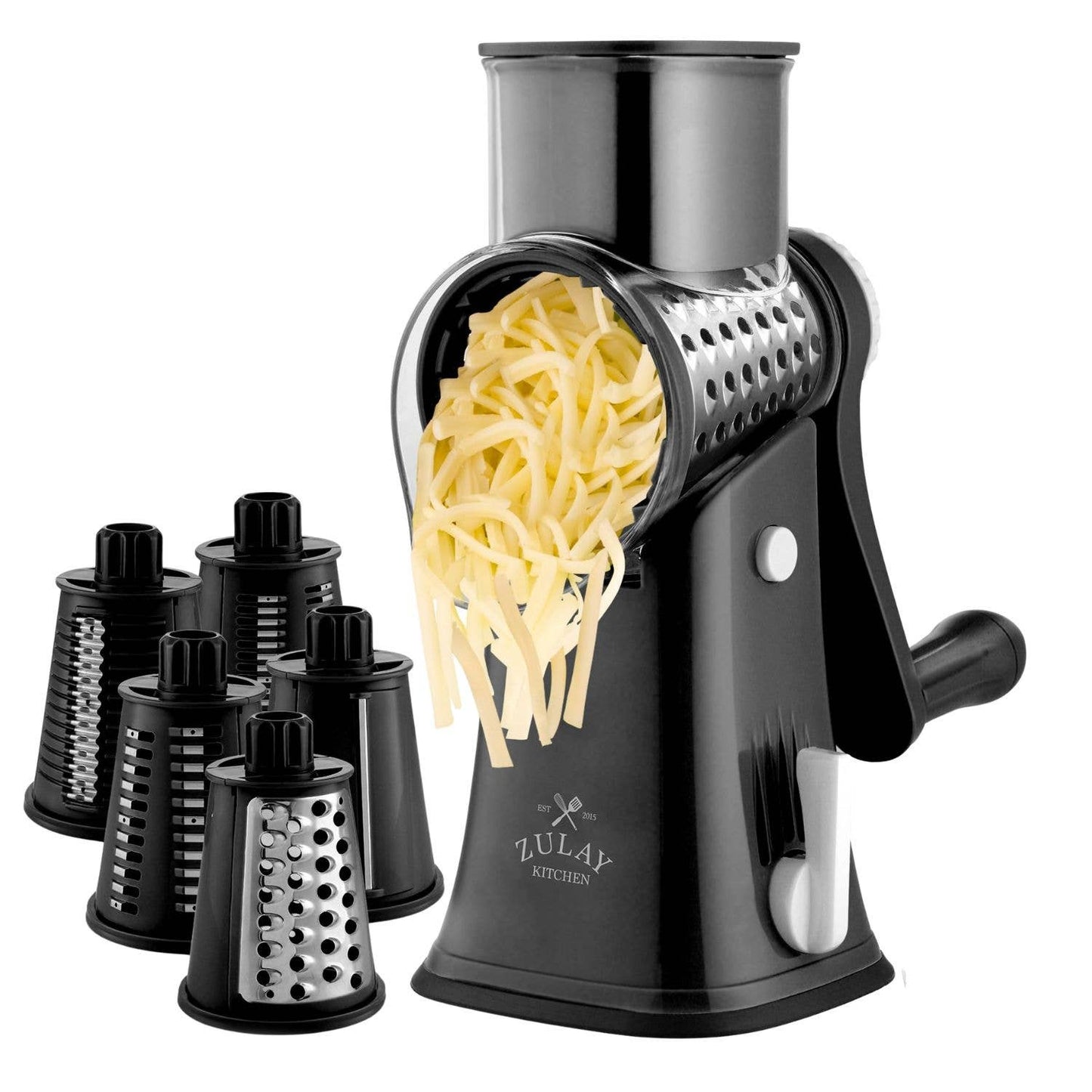 Rotary Cheese Grater with 5 Interchangeable Drums