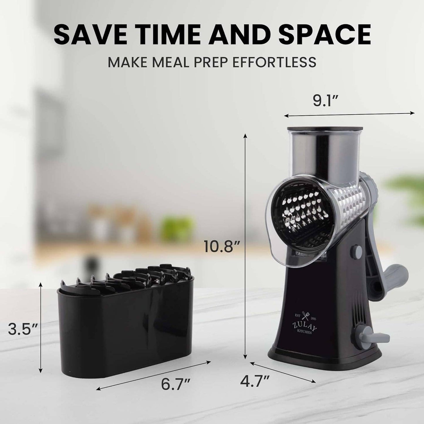 Rotary Cheese Grater with 5 Interchangeable Drums