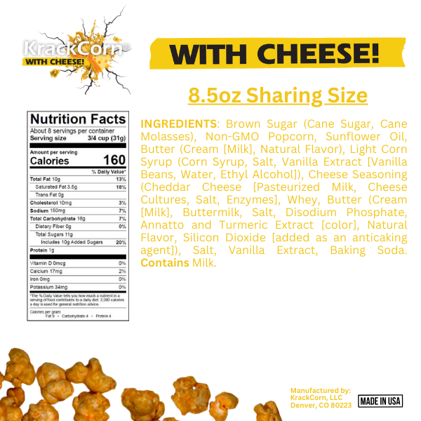 KrackCorn Popcorn With Cheese! 8.5oz