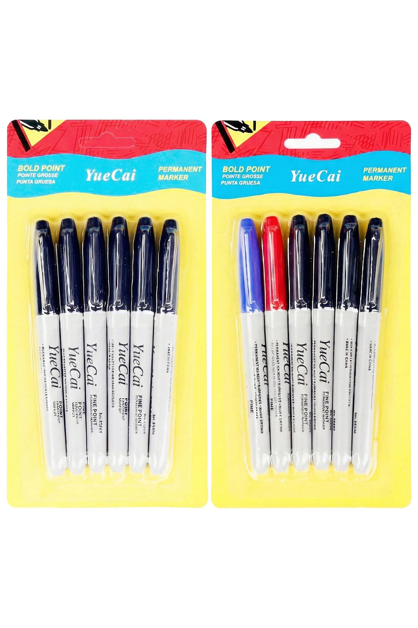 6-Count Bold Point Permanent Marker Set COLOR: SHIPPERS CHOICE