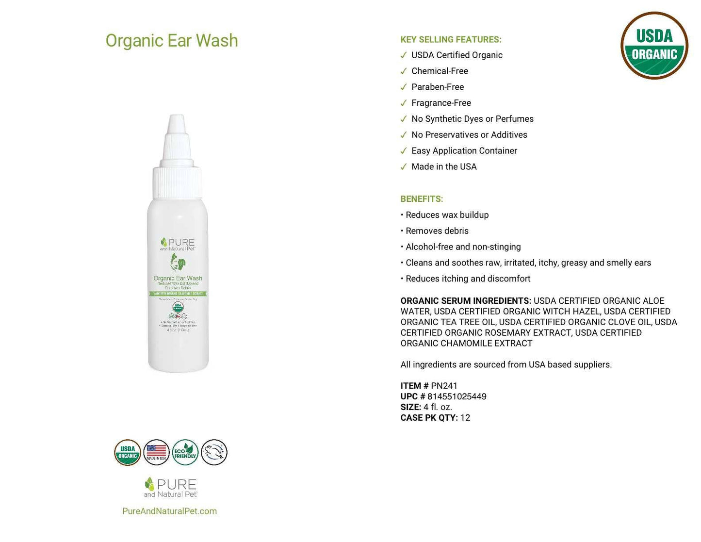 Ear Wash for Dogs - 4 fl. ounces