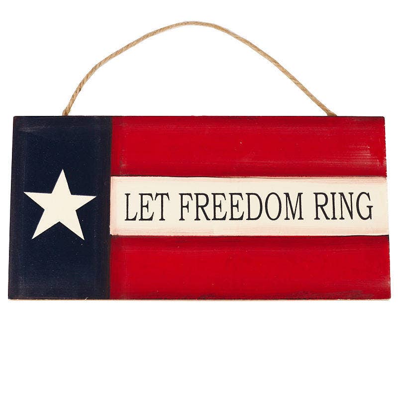 Americana Let Freedom Ring Wood Sign - 9-1/2" W x 4-3/4" H F200