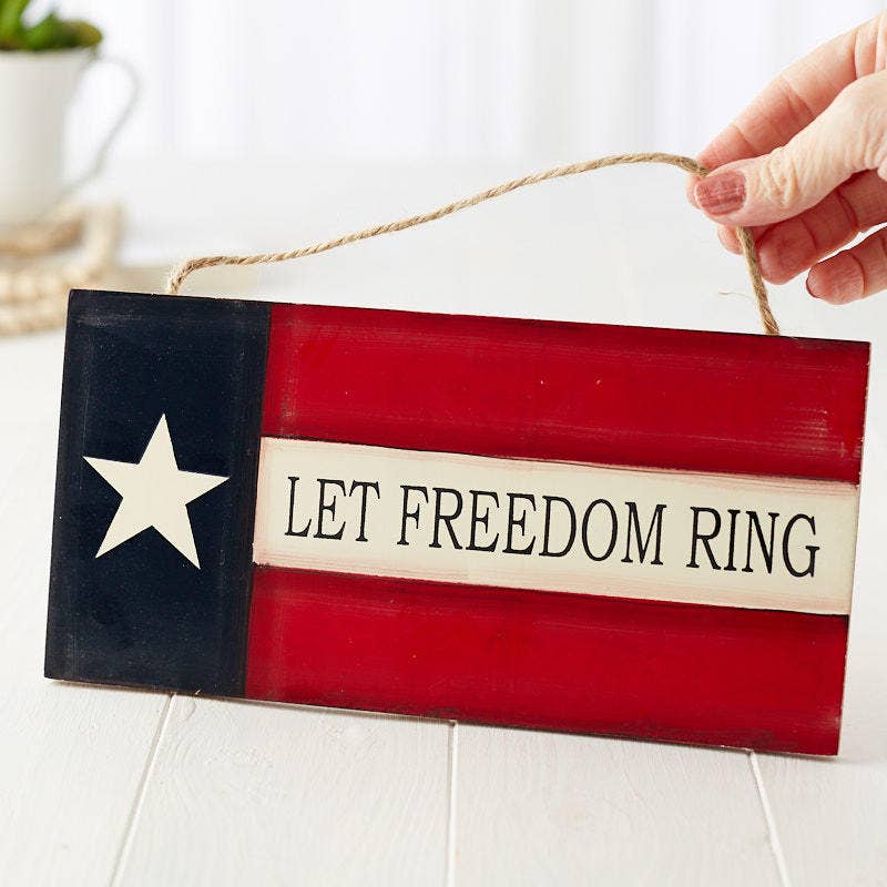 Americana Let Freedom Ring Wood Sign - 9-1/2" W x 4-3/4" H F200