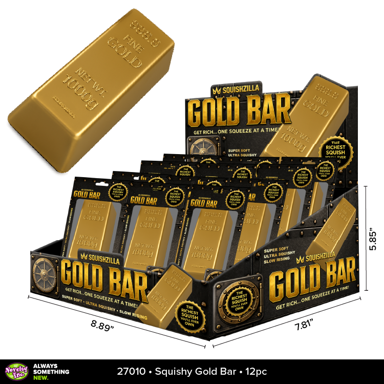 Fun Doh 5" Gold Bar Slow-Rise Squishy Toy - 12/Display: Wholesale Price