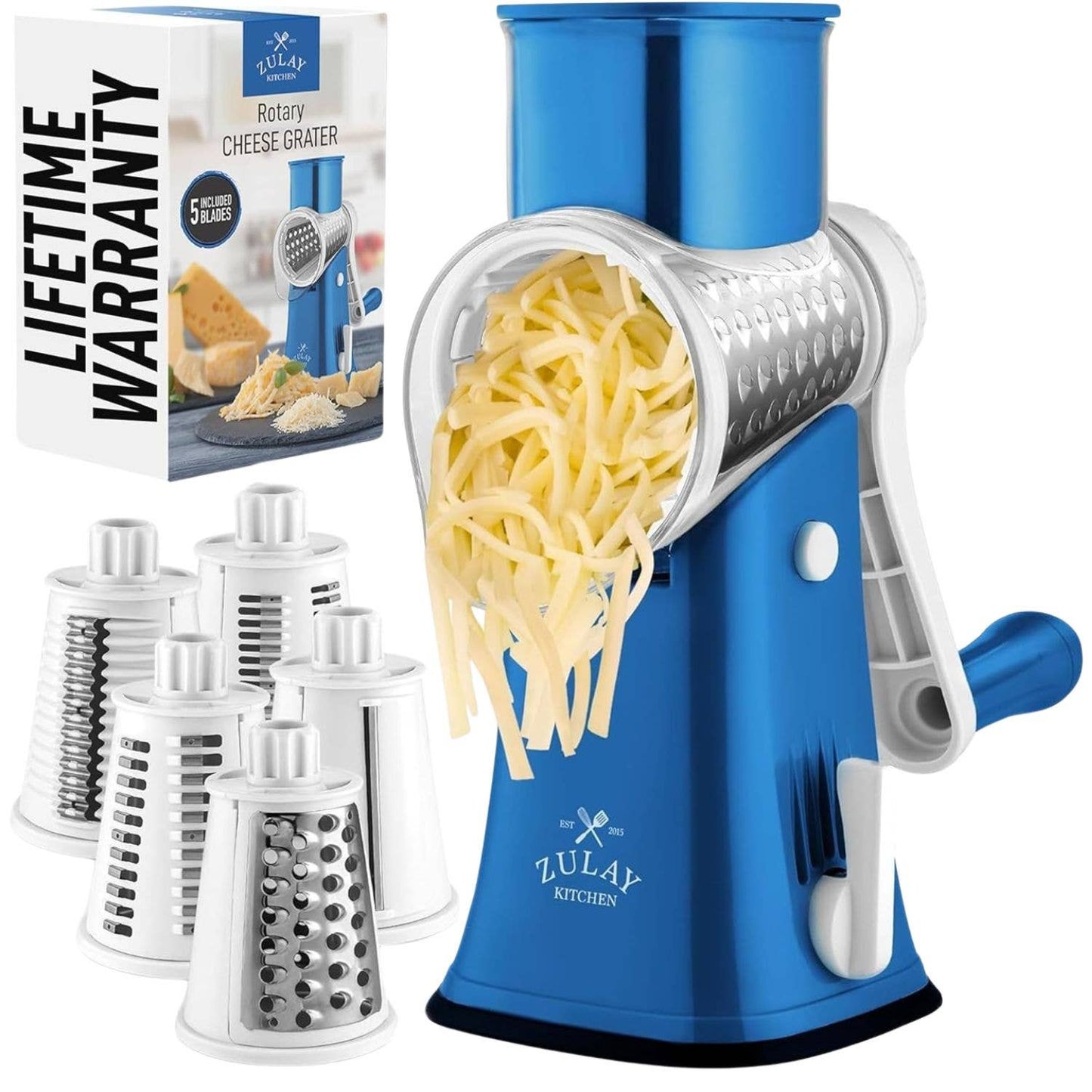 Rotary Cheese Grater with 5 Interchangeable Drums
