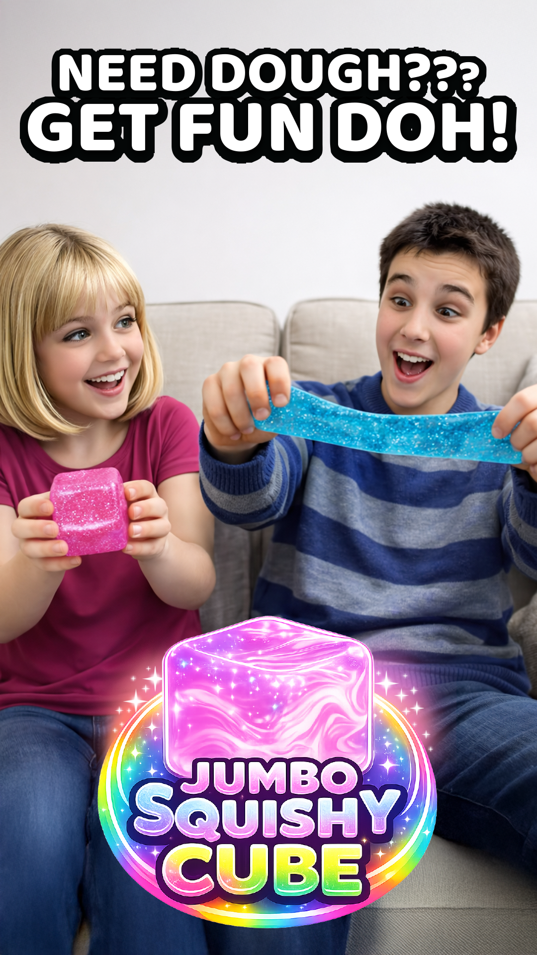 NEW ARRIVAL Fun Doh JUMBO Squishy Cube | Viral Assortment MYSTERY COLOR