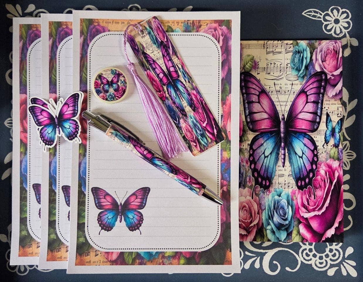 Notepad Butterfly & Floral Stationery