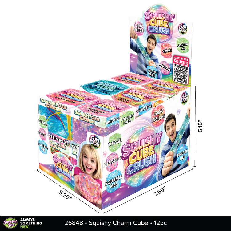 Fun Doh Squishy Charm Cube Fidget Toy Variety - 12/Display