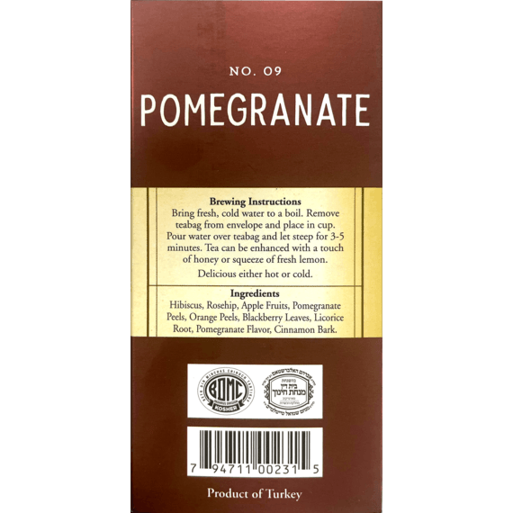 Pomegranate Herbal Tea | 20' Tea Bags | 1.23 oz | Galil F138