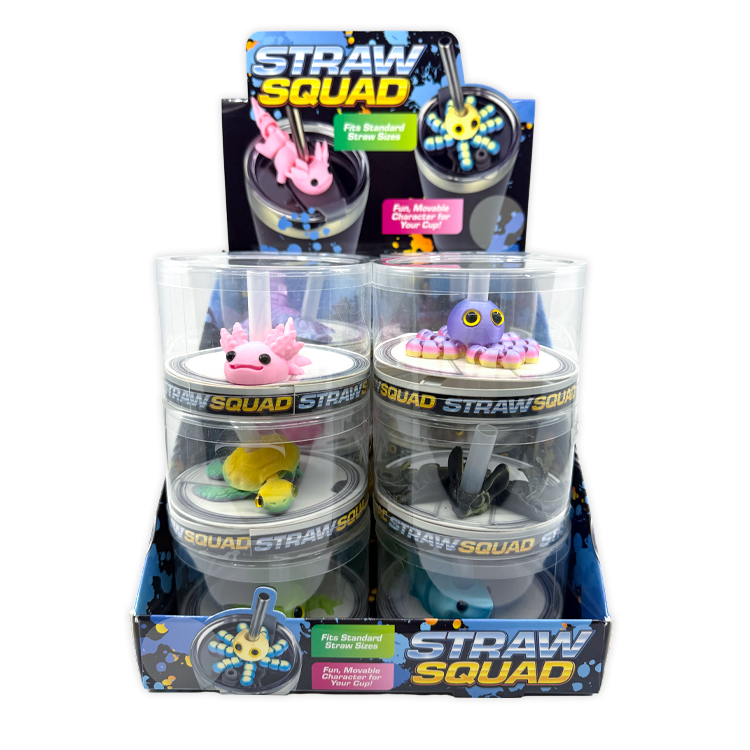 Straw Toppers 3D Printed Decoration Assortment - 12/Display: Wholesale Price
