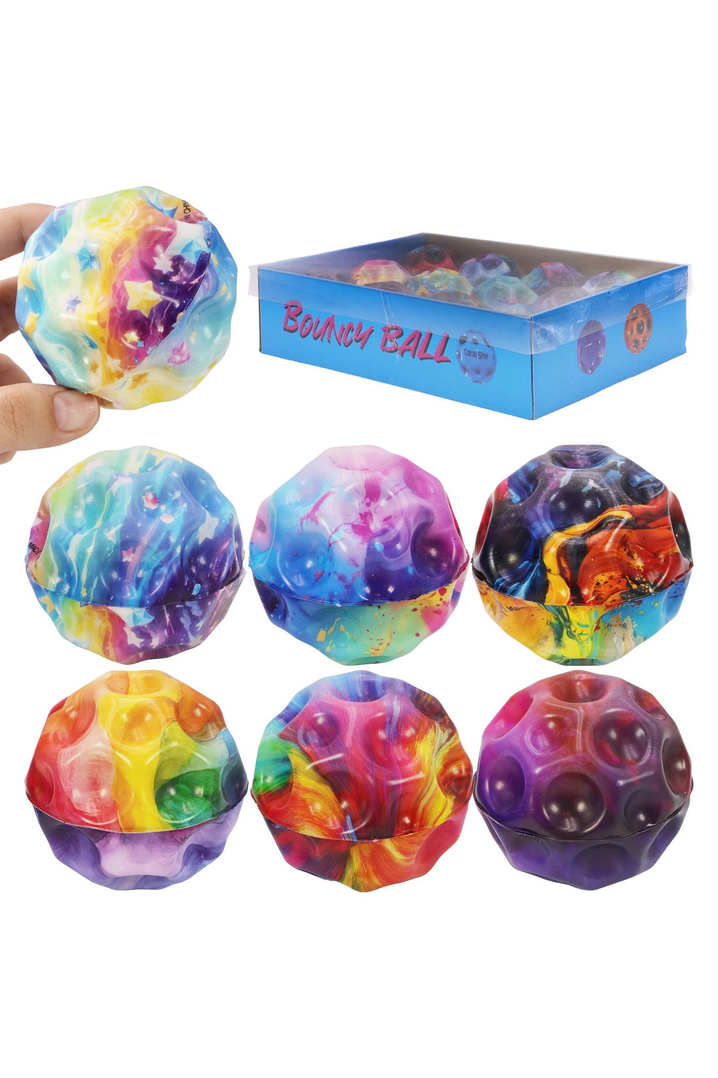 Galaxy Meteorite Space Rock Throw Bouncy Ball MYSTERY COLOR