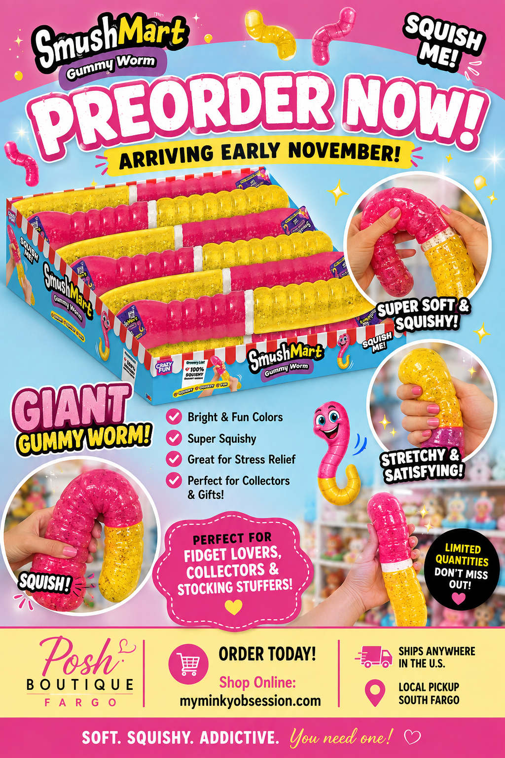 🐛✨ PREORDER NOW – RMS SmushMart Giant 15" Gummy Worm! ✨🐛