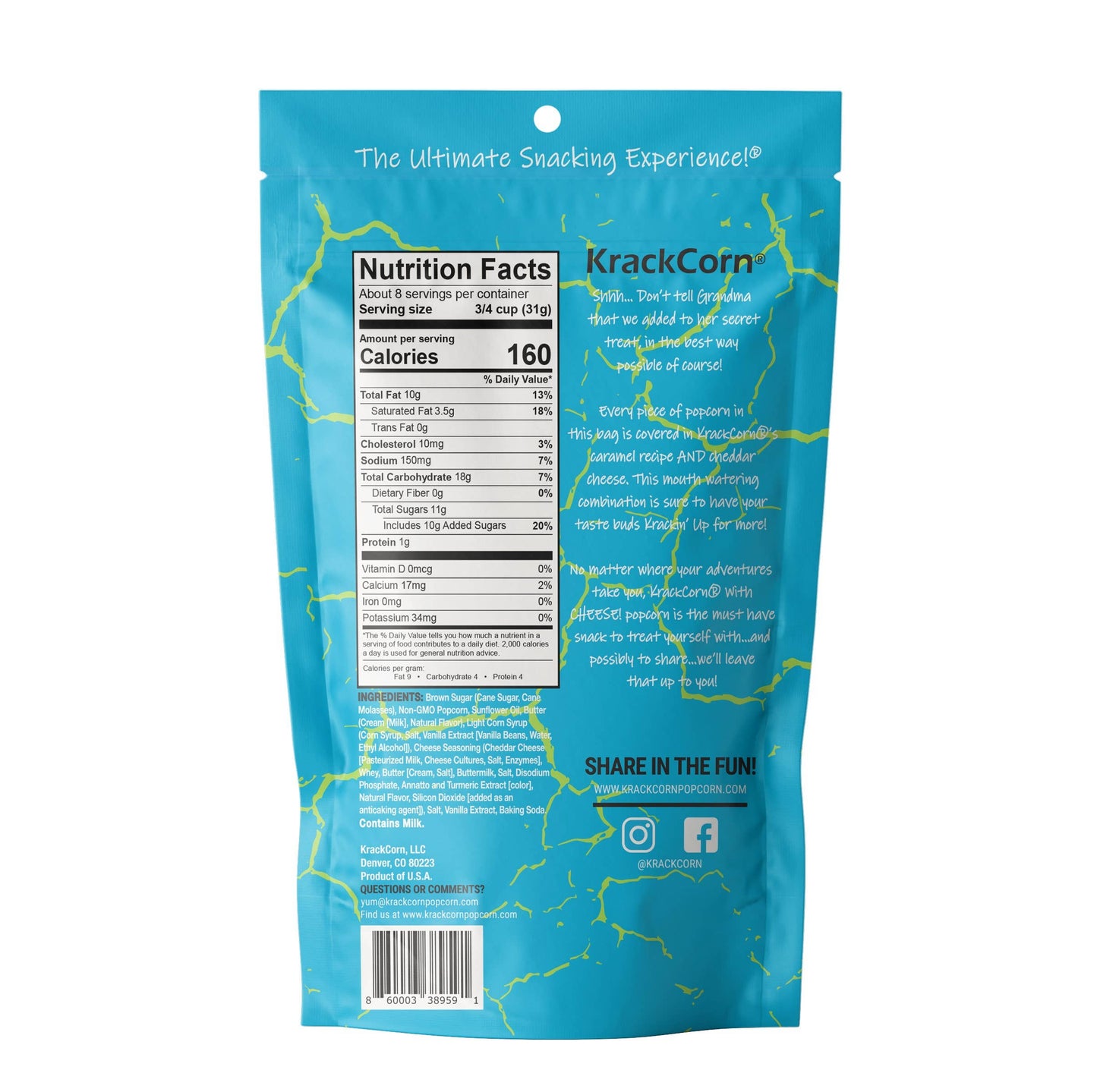 KrackCorn Popcorn With Cheese! 8.5oz