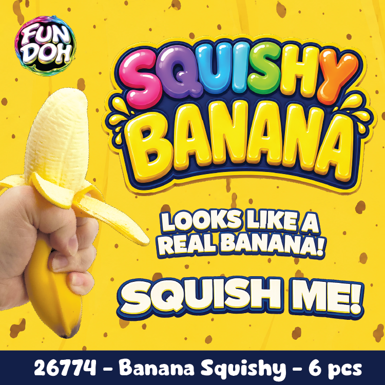 PREORDER ARRIVES EARLY AUGUST Fun Doh Squishy Banana - Viral Fidget & Stress Relief Toy