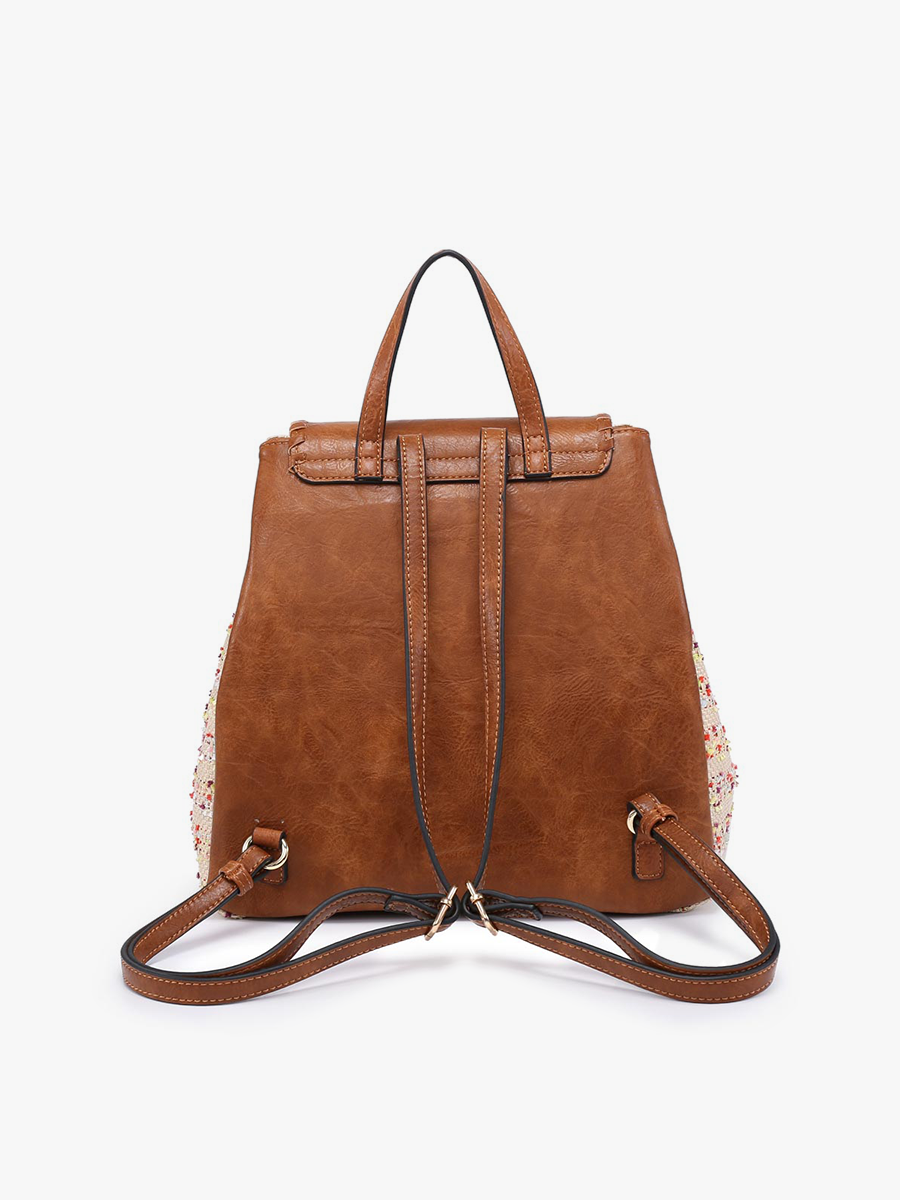 SALE $30!!! RETAIL $56 BP1919 Saffron 2 Tone Straw-Textured Backpack