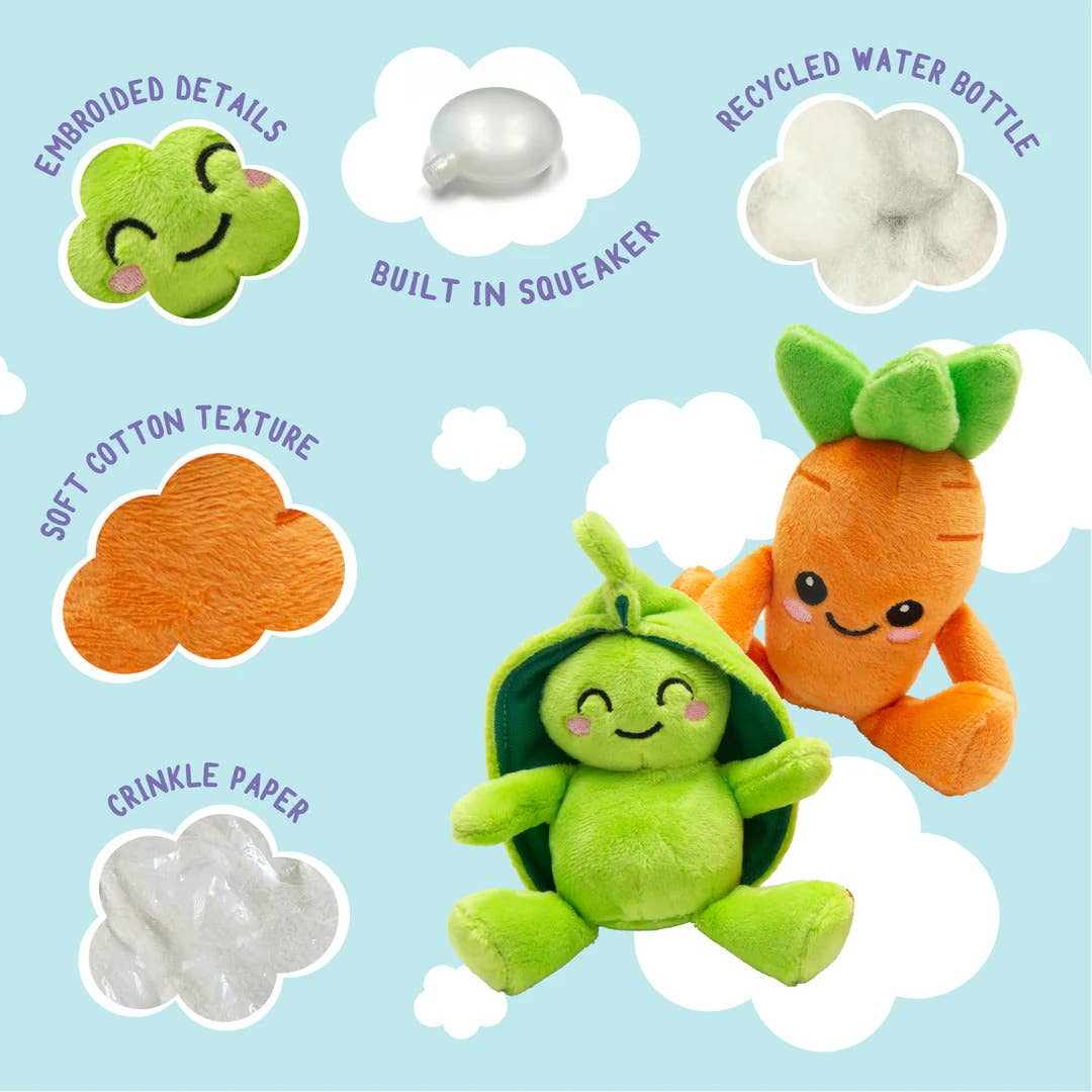 SnugArooz Pea and Carrot Plush Dog Toy 2pk