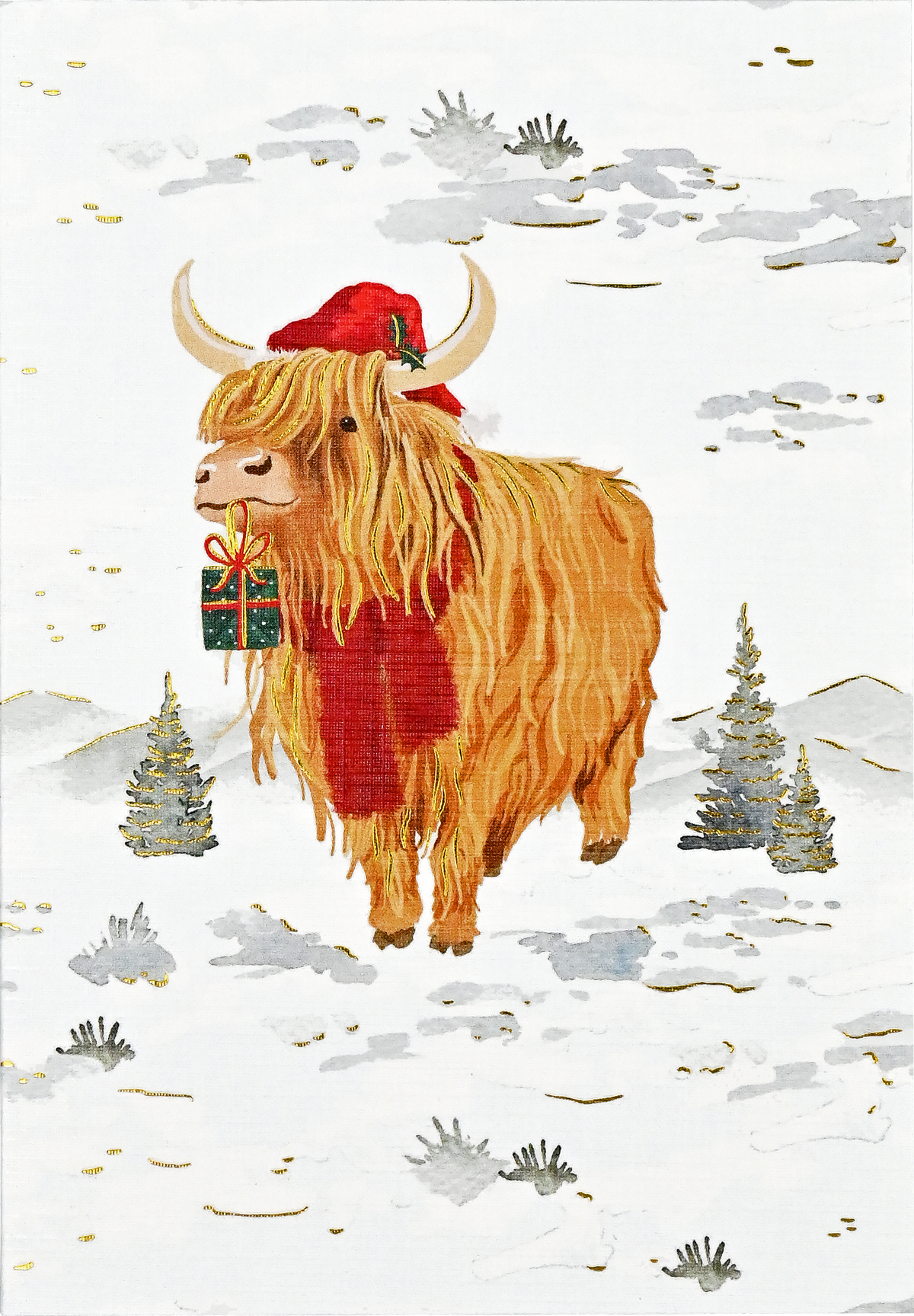 Festive Highland Cow Small Boxed Holiday Cards