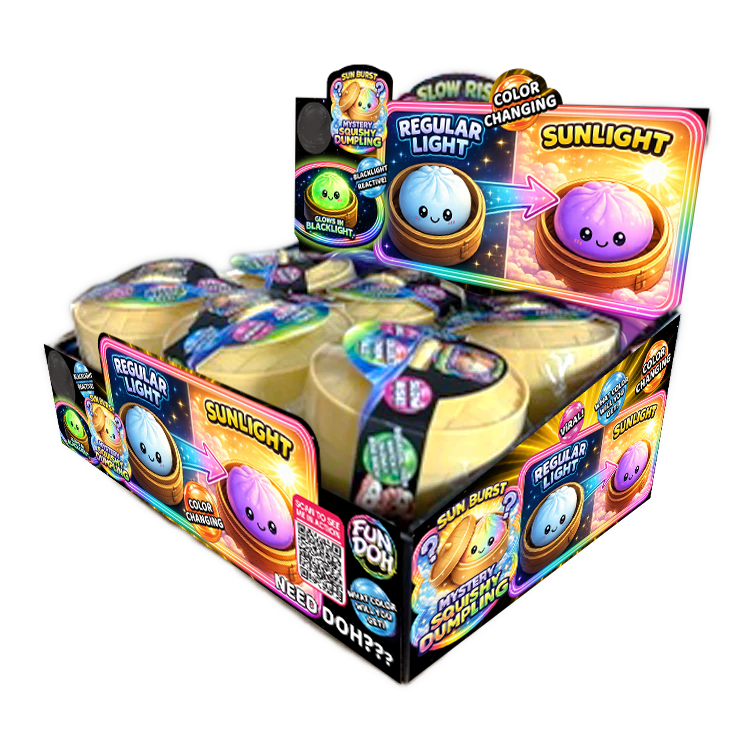 UPDATE ON PREORDERS Shipment scheduled, estimated delivery June 25–28 Fun Doh Color Changing Dumpling Squishy Toy