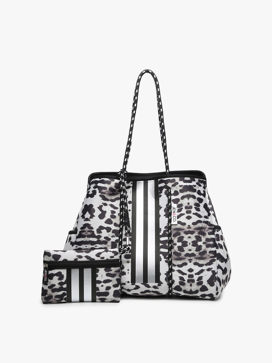 SALE $30 RETAIL $70 M2146STRP Annabella Large Striped Neoprene Tote