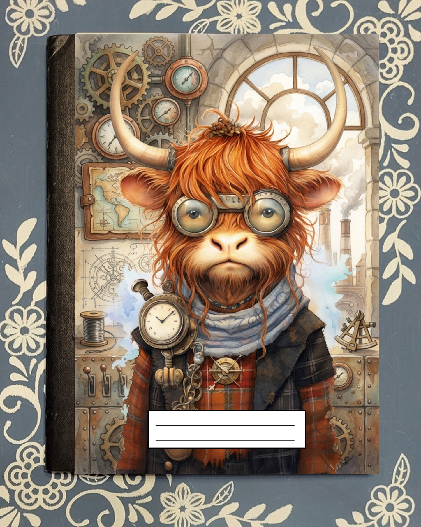 Cow, Highland Cow, Covered Notebook