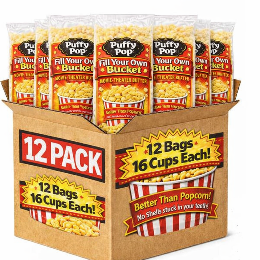 Puffy Pop - Movie Theater Butter  (10 oz)- 12 Pack