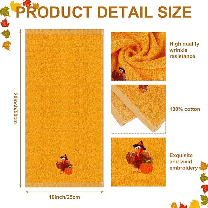 Fall Thanksgiving Embroidered Hand Towel
