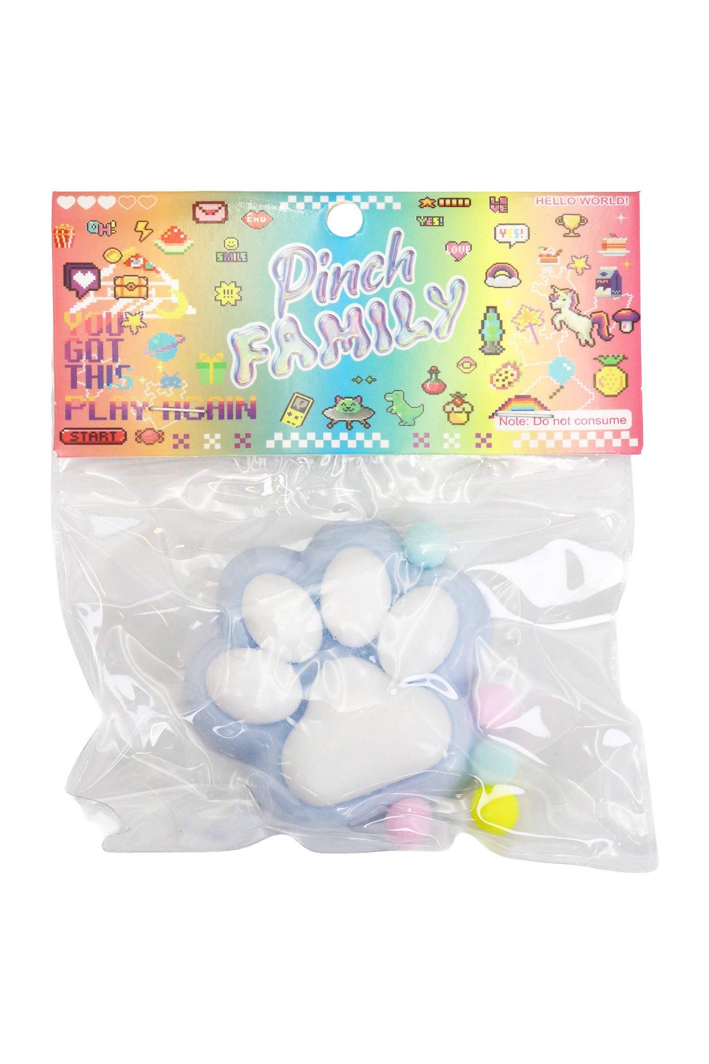 Animal Paw Lightly Flocked Pom Pom Sticky Mochi Squishy Bag