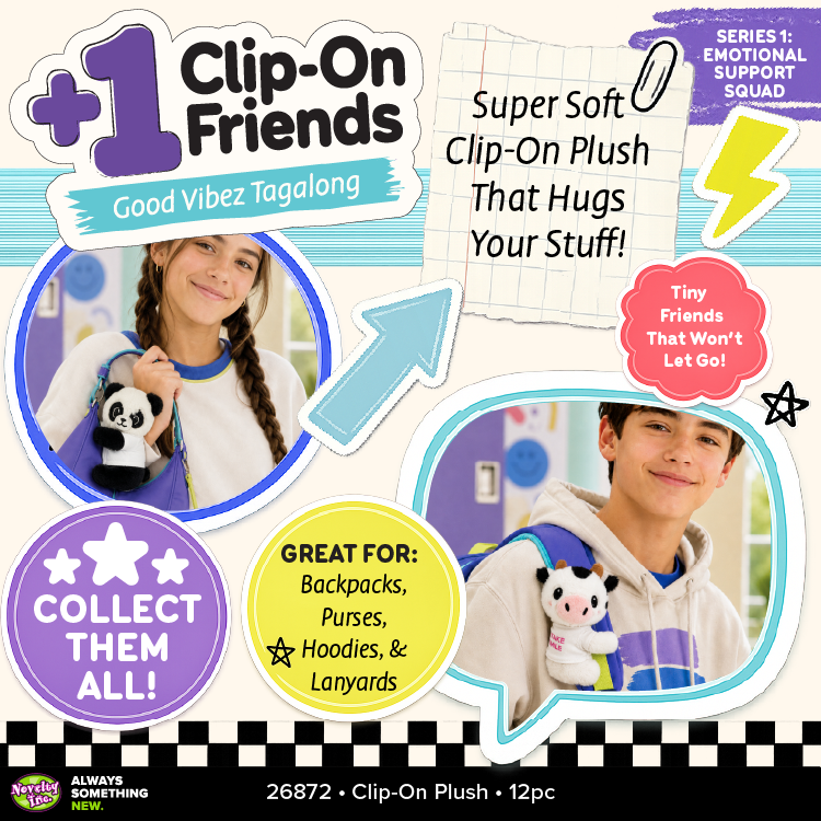 Emotioal Support Clip-on Soft Plush Animals - 12/Display: Wholesale Price