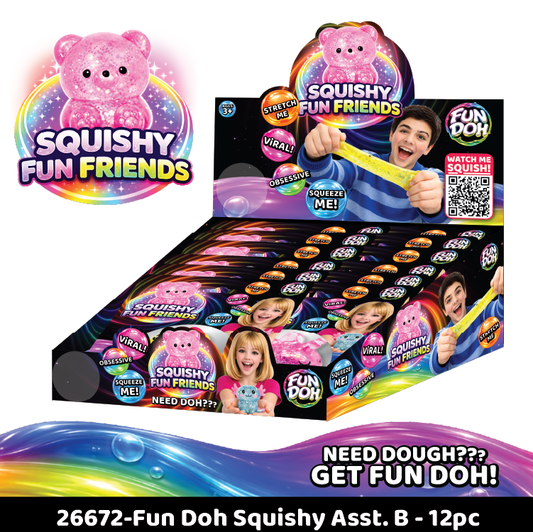 Fun Doh Squishy Gummy Fidget Toy NEW Variety - 12/Display