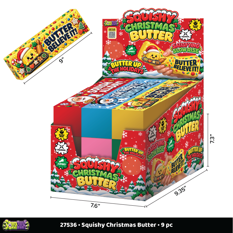 Fun Doh 10" Christmas JUMBO Butter Slow-Rise Toy - 9/Display: Wholesale Price