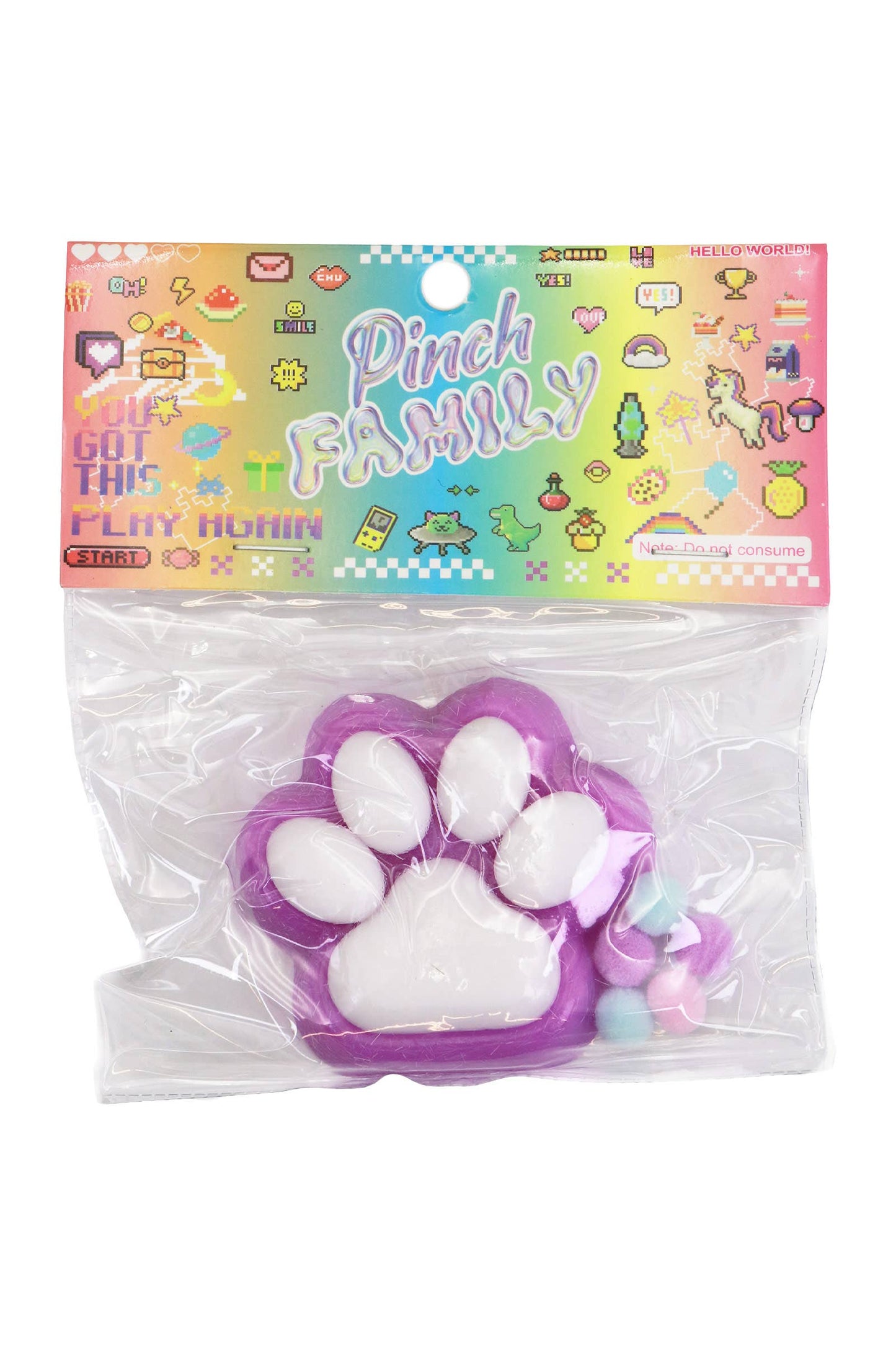 Animal Paw Lightly Flocked Pom Pom Sticky Mochi Squishy Bag