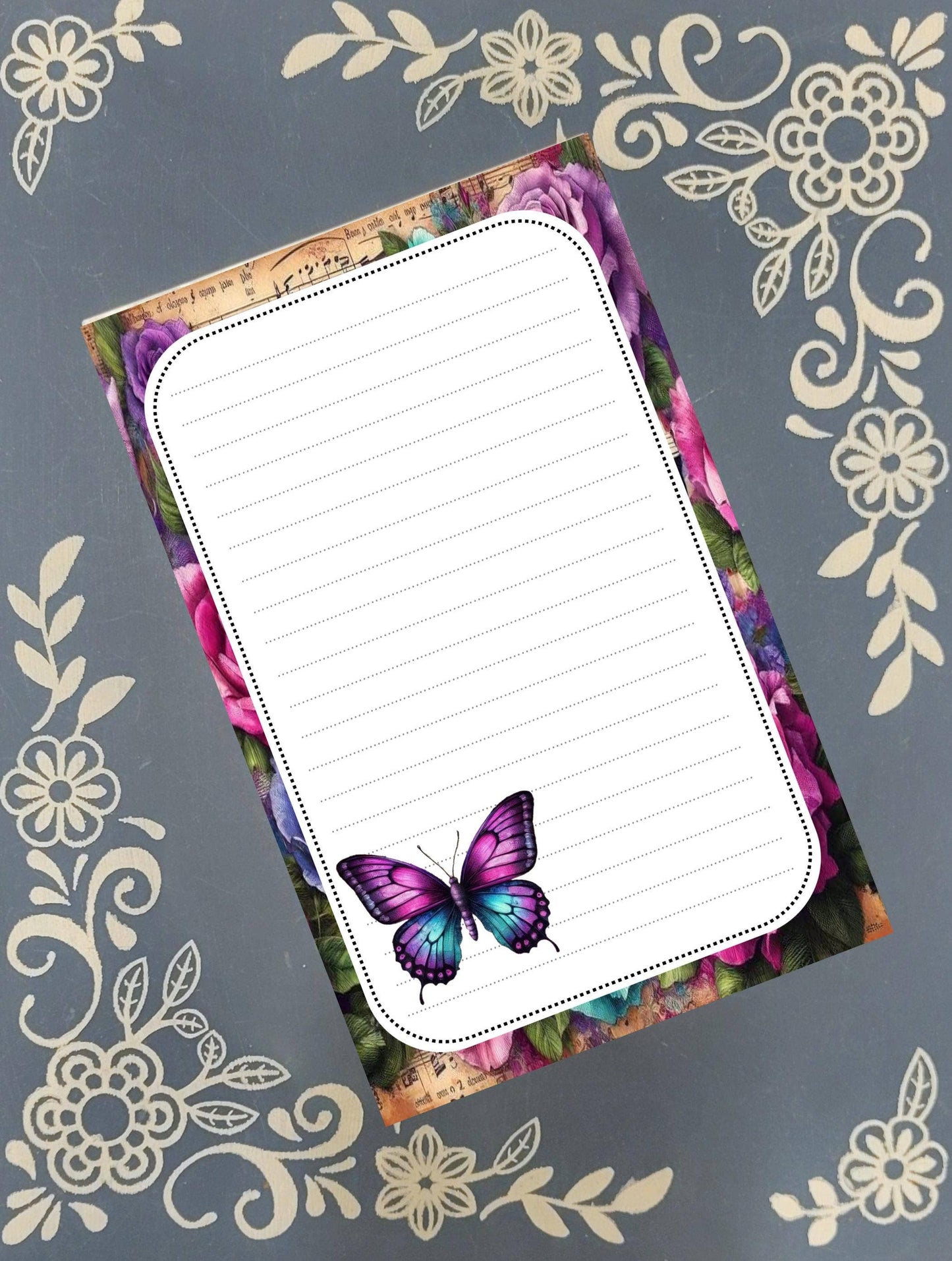 Notepad Butterfly & Floral Stationery