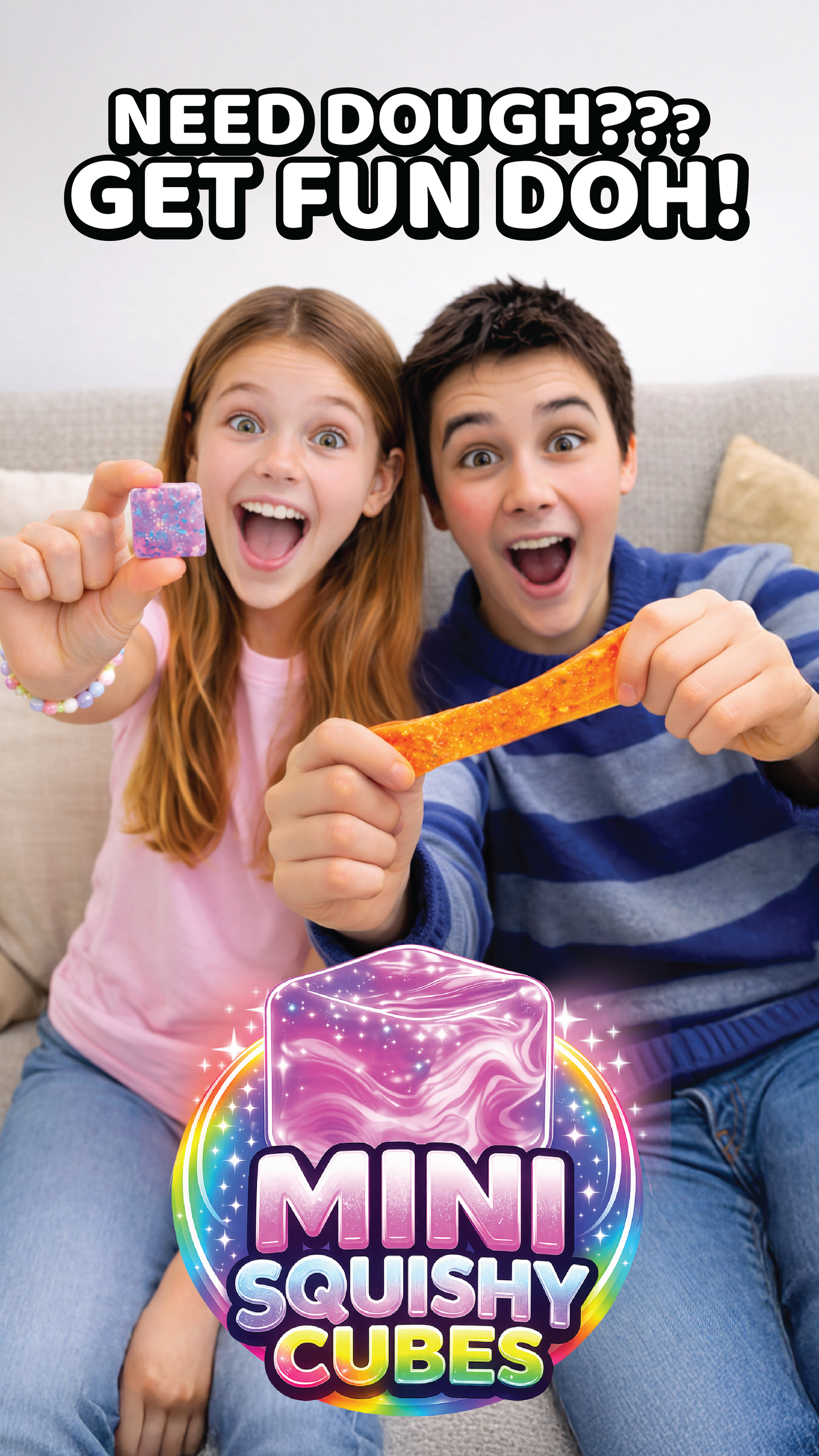Fun Doh MINI Squishy Cube 2 Pack VIRAL MYSTERY COLOR