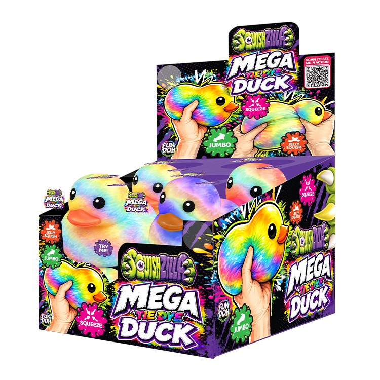 Fun Doh MEGA 5" Squishy Tie Dye Duck Toy Variety - 8/Display