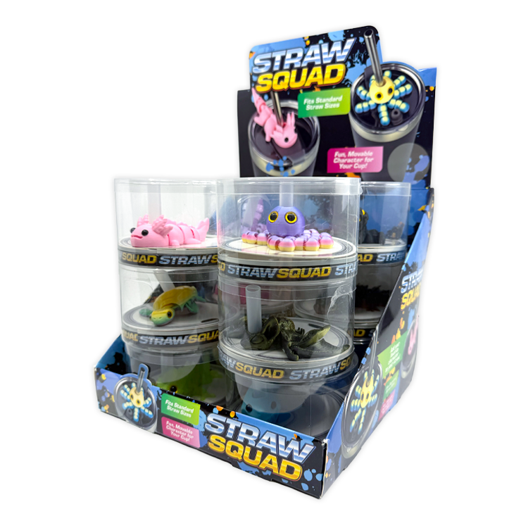 Straw Toppers 3D Printed Decoration Assortment - 12/Display: Wholesale Price