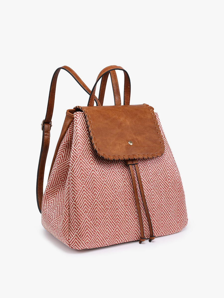 SALE $30!!! RETAIL $56 BP1919 Saffron 2 Tone Straw-Textured Backpack