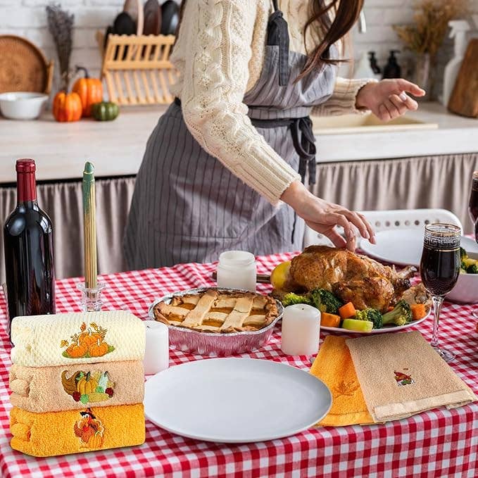 Fall Thanksgiving Embroidered Hand Towel
