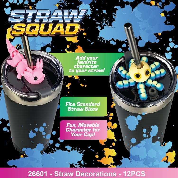 Straw Toppers 3D Printed Decoration Assortment - 12/Display: Wholesale Price