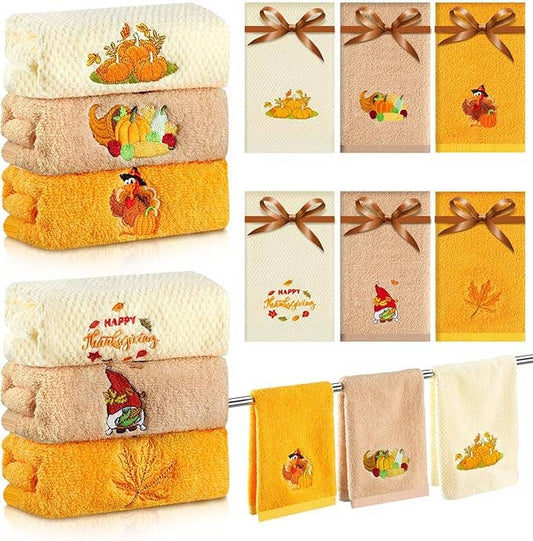 Fall Thanksgiving Embroidered Hand Towel